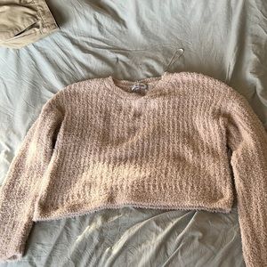 Cream fuzzy abs soft sweater